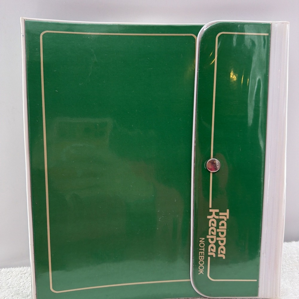 Vintage Mead Trapper Keeper Green Binder Snap Closure Retro 1980s School Folder